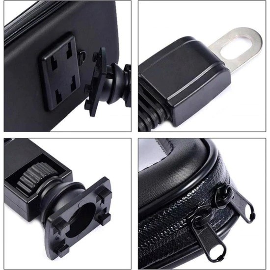 Motosiklet Telefon Tutucu Kapalı Model Gidon Bağlantılı Xl Beden