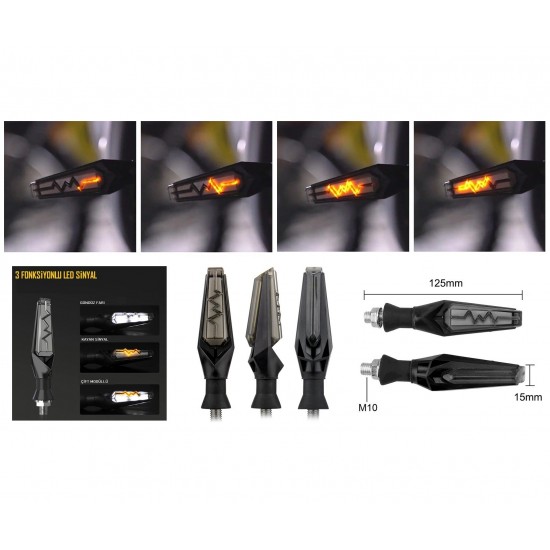 Sinyal Takımı Kayar Led 3 FonksiyonLU SAĞ-SOL