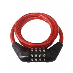 Bisiklet Şifreli Kilit 120cm 10mm Kırmızı