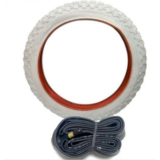 Bisiklet 16 Jant Beyaz Dış ve İç Lastik Seti