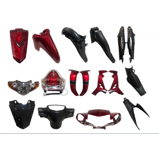 Kaporta Seti Kırmızı Yamaha Crypton 2010 - 2015 ( Far Stop Dahil )