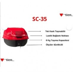 Tien 35 Litre Motosiklet Arka Çantası Sırt Dayamalı Kırmızı