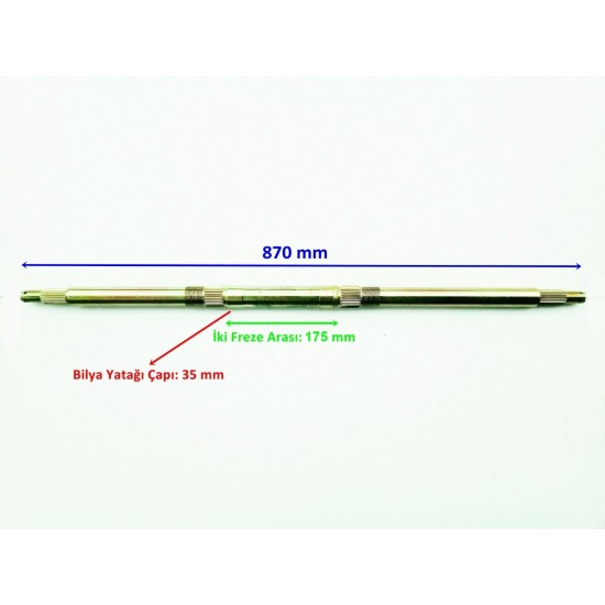Atv 150 - 200 Arka Aks Mili 87 Cm Bilya Yatağı 35 Mm 23 Freze 