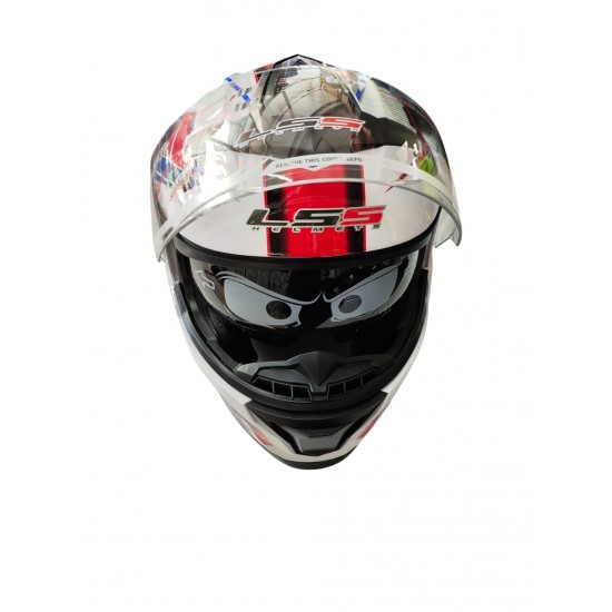 Ls5 Helmets Çeneden Açılır Kask Vizörlü Beyaz - Kırmızı