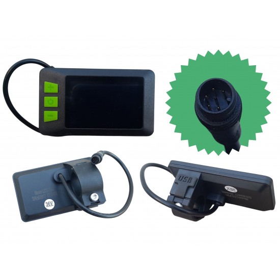 Pedal Destekli Elektrikli Bisiklet Gösterge Paneli Lcd Ekran Usb Li 36v